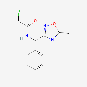 molecular formula C12H12ClN3O2 B2518769 2-Chloro-N-[(5-methyl-1,2,4-oxadiazol-3-yl)-phenylmethyl]acetamide CAS No. 2411292-53-8