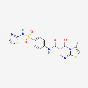 molecular formula C17H13N5O4S3 B2518799 3-methyl-5-oxo-N-(4-(N-(thiazol-2-yl)sulfamoyl)phenyl)-5H-thiazolo[3,2-a]pyrimidine-6-carboxamide CAS No. 851945-44-3