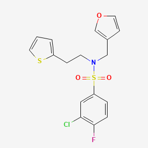 3-chloro-4-fluoro-N-(furan-3-ylmethyl)-N-(2-(thiophen-2-yl)ethyl)benzenesulfonamide