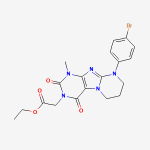 ethyl 2-(9-(4-bromophenyl)-1-methyl-2,4-dioxo-1,2,6,7,8,9-hexahydropyrimido[2,1-f]purin-3(4H)-yl)acetate