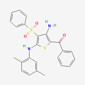molecular formula C25H22N2O3S2 B2518828 [3-Amino-4-(benzenesulfonyl)-5-(2,5-dimethylanilino)thiophen-2-yl]-phenylmethanone CAS No. 866865-43-2