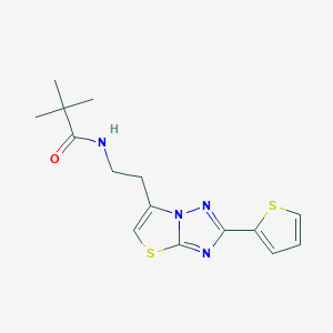 N-(2-(2-(thiophen-2-yl)thiazolo[3,2-b][1,2,4]triazol-6-yl)ethyl)pivalamide