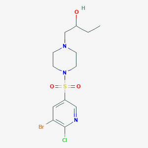 molecular formula C13H19BrClN3O3S B2518841 1-{4-[(5-Bromo-6-chloropyridin-3-yl)sulfonyl]piperazin-1-yl}butan-2-ol CAS No. 2094273-77-3