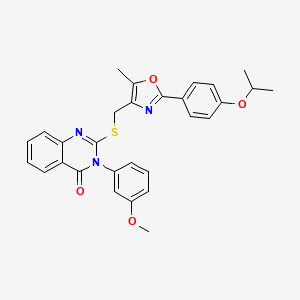 molecular formula C29H27N3O4S B2518847 2-(((2-(4-isopropoxyphenyl)-5-methyloxazol-4-yl)methyl)thio)-3-(3-methoxyphenyl)quinazolin-4(3H)-one CAS No. 1114654-14-6
