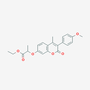 molecular formula C22H22O6 B2518861 ethyl 2-{[3-(4-methoxyphenyl)-4-methyl-2-oxo-2H-chromen-7-yl]oxy}propanoate CAS No. 896039-74-0