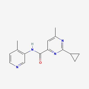 molecular formula C15H16N4O B2518872 2-Cyclopropyl-6-methyl-N-(4-methylpyridin-3-yl)pyrimidine-4-carboxamide CAS No. 2415488-44-5