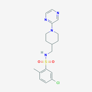 molecular formula C17H21ClN4O2S B2518897 5-chloro-2-methyl-N-((1-(pyrazin-2-yl)piperidin-4-yl)methyl)benzenesulfonamide CAS No. 1396794-59-4