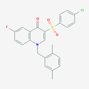 molecular formula C24H19ClFNO3S B2518904 3-(4-Chlorophenyl)sulfonyl-1-[(2,5-dimethylphenyl)methyl]-6-fluoroquinolin-4-one CAS No. 866810-43-7