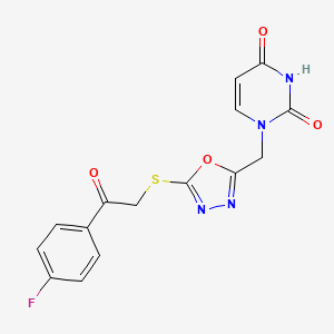 1-((5-((2-(4-fluorophenyl)-2-oxoethyl)thio)-1,3,4-oxadiazol-2-yl)methyl)pyrimidine-2,4(1H,3H)-dione