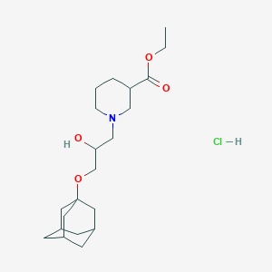 molecular formula C21H36ClNO4 B2518915 Ethyl 1-(3-((3s,5s,7s)-adamantan-1-yloxy)-2-hydroxypropyl)piperidine-3-carboxylate hydrochloride CAS No. 1215729-09-1