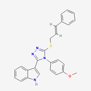 molecular formula C26H22N4OS B2518920 (E)-3-(5-(cinnamylthio)-4-(4-methoxyphenyl)-4H-1,2,4-triazol-3-yl)-1H-indole CAS No. 946329-73-3