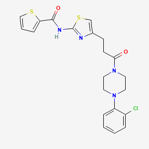 molecular formula C21H21ClN4O2S2 B2518923 N-(4-(3-(4-(2-chlorophenyl)piperazin-1-yl)-3-oxopropyl)thiazol-2-yl)thiophene-2-carboxamide CAS No. 1049474-08-9