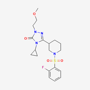 molecular formula C19H25FN4O4S B2518928 4-环丙基-3-(1-((2-氟苯基)磺酰基)哌啶-3-基)-1-(2-甲氧基乙基)-1H-1,2,4-三唑-5(4H)-酮 CAS No. 2194909-11-8