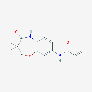 molecular formula C14H16N2O3 B2518951 N-(3,3-Dimethyl-4-oxo-2,5-dihydro-1,5-benzoxazepin-8-yl)prop-2-enamide CAS No. 2361641-35-0
