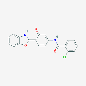 molecular formula C20H13ClN2O3 B251896 N-[(4E)-4-(3H-1,3-benzoxazol-2-ylidene)-3-oxocyclohexa-1,5-dien-1-yl]-2-chlorobenzamide 