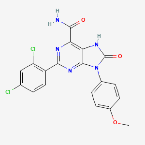 molecular formula C19H13Cl2N5O3 B2518969 2-(2,4-dichlorophenyl)-9-(4-methoxyphenyl)-8-oxo-8,9-dihydro-7H-purine-6-carboxamide CAS No. 887225-18-5