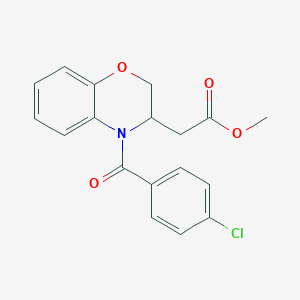 molecular formula C18H16ClNO4 B2518970 methyl 2-[4-(4-chlorobenzoyl)-3,4-dihydro-2H-1,4-benzoxazin-3-yl]acetate CAS No. 861209-26-9