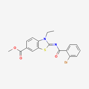molecular formula C18H15BrN2O3S B2518972 (E)-2-((2-溴苯甲酰)亚氨基)-3-乙基-2,3-二氢苯并[d]噻唑-6-羧酸甲酯 CAS No. 865545-28-4