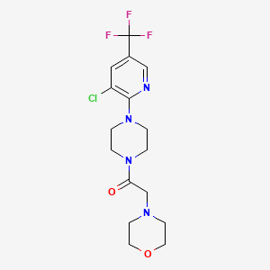 molecular formula C16H20ClF3N4O2 B2518973 1-{4-[3-Chloro-5-(trifluoromethyl)-2-pyridinyl]piperazino}-2-morpholino-1-ethanone CAS No. 338979-16-1