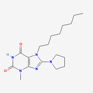 molecular formula C18H29N5O2 B2518976 3-Methyl-7-octyl-8-pyrrolidin-1-ylpurine-2,6-dione CAS No. 378205-62-0