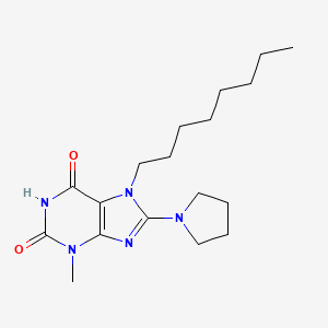 molecular formula C18H29N5O2 B2518976 3-methyl-7-octyl-8-(pyrrolidin-1-yl)-1H-purine-2,6(3H,7H)-dione CAS No. 378205-62-0