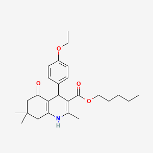 molecular formula C26H35NO4 B2518980 Pentyl 4-(4-ethoxyphenyl)-2,7,7-trimethyl-5-oxo-1,4,5,6,7,8-hexahydroquinoline-3-carboxylate CAS No. 295344-21-7