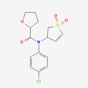 molecular formula C15H16ClNO4S B2518981 N-(4-chlorophenyl)-N-(1,1-dioxido-2,3-dihydrothiophen-3-yl)tetrahydrofuran-2-carboxamide CAS No. 863007-13-0