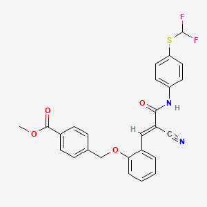 molecular formula C26H20F2N2O4S B2518999 methyl 4-[[2-[(E)-2-cyano-3-[4-(difluoromethylsulfanyl)anilino]-3-oxoprop-1-enyl]phenoxy]methyl]benzoate CAS No. 737818-60-9