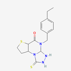 molecular formula C16H14N4OS2 B2519006 8-[(4-Ethylphenyl)methyl]-12-sulfanylidene-5-thia-1,8,10,11-tetraazatricyclo[7.3.0.0^{2,6}]dodeca-2(6),3,9-trien-7-one CAS No. 1031669-38-1