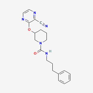 molecular formula C20H23N5O2 B2519033 3-((3-cyanopyrazin-2-yl)oxy)-N-(3-phenylpropyl)piperidine-1-carboxamide CAS No. 2034504-66-8