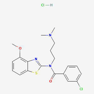 molecular formula C20H23Cl2N3O2S B2519036 3-chloro-N-(3-(dimethylamino)propyl)-N-(4-methoxybenzo[d]thiazol-2-yl)benzamide hydrochloride CAS No. 1215521-18-8