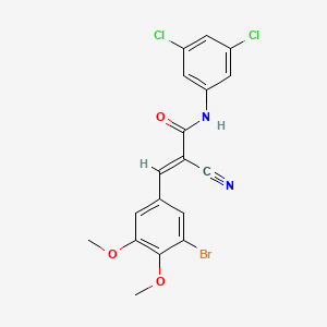 molecular formula C18H13BrCl2N2O3 B2519059 (E)-3-(3-bromo-4,5-dimethoxyphenyl)-2-cyano-N-(3,5-dichlorophenyl)prop-2-enamide CAS No. 2158198-91-3