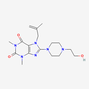 molecular formula C17H26N6O3 B2519060 8-(4-(2-hydroxyethyl)piperazin-1-yl)-1,3-dimethyl-7-(2-methylallyl)-1H-purine-2,6(3H,7H)-dione CAS No. 377050-11-8