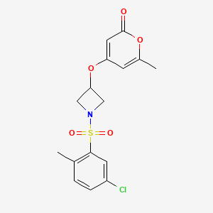 molecular formula C16H16ClNO5S B2519069 4-((1-((5-氯-2-甲基苯基)磺酰基)氮杂环丁-3-基)氧基)-6-甲基-2H-吡喃-2-酮 CAS No. 1795089-76-7