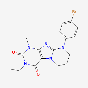 molecular formula C17H18BrN5O2 B2519074 9-(4-bromophenyl)-3-ethyl-1-methyl-7,8-dihydro-6H-purino[7,8-a]pyrimidine-2,4-dione CAS No. 873076-43-8