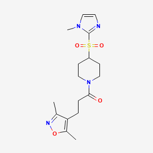 3-(3,5-dimethylisoxazol-4-yl)-1-(4-((1-methyl-1H-imidazol-2-yl)sulfonyl)piperidin-1-yl)propan-1-one