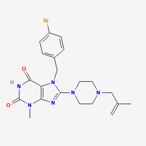 molecular formula C21H25BrN6O2 B2519089 7-(4-溴苄基)-3-甲基-8-(4-(2-甲烯丙基)哌嗪-1-基)-1H-嘌呤-2,6(3H,7H)-二酮 CAS No. 898464-30-7