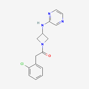 molecular formula C15H15ClN4O B2519090 2-(2-氯苯基)-1-(3-(吡嗪-2-氨基)氮杂环丁-1-基)乙烷-1-酮 CAS No. 2189499-78-1