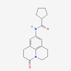 molecular formula C18H22N2O2 B2519099 N-(3-oxo-1,2,3,5,6,7-hexahydropyrido[3,2,1-ij]quinolin-9-yl)cyclopentanecarboxamide CAS No. 906162-67-2