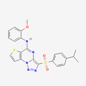 3-((4-isopropylphenyl)sulfonyl)-N-(2-methoxyphenyl)thieno[2,3-e][1,2,3]triazolo[1,5-a]pyrimidin-5-amine