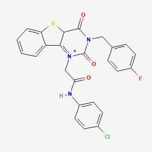 molecular formula C25H17ClFN3O3S B2519104 N-(4-chlorophenyl)-2-{5-[(4-fluorophenyl)methyl]-4,6-dioxo-8-thia-3,5-diazatricyclo[7.4.0.0^{2,7}]trideca-1(9),2(7),10,12-tetraen-3-yl}acetamide CAS No. 902295-38-9