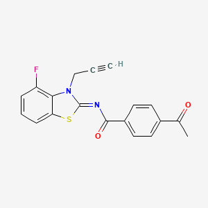 4-acetyl-N-(4-fluoro-3-prop-2-ynyl-1,3-benzothiazol-2-ylidene)benzamide
