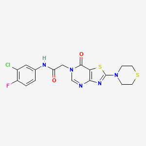 molecular formula C17H15ClFN5O2S2 B2519114 N-(3-氯-4-氟苯基)-2-(7-氧代-2-硫代吗啉噻唑并[4,5-d]嘧啶-6(7H)-基)乙酰胺 CAS No. 1223767-97-2