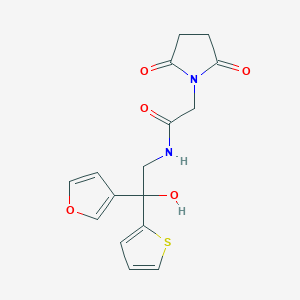 molecular formula C16H16N2O5S B2519121 2-(2,5-dioxopyrrolidin-1-yl)-N-(2-(furan-3-yl)-2-hydroxy-2-(thiophen-2-yl)ethyl)acetamide CAS No. 2034238-31-6