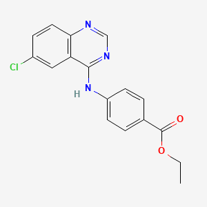 molecular formula C17H14ClN3O2 B2519123 Ethyl 4-[(6-chloroquinazolin-4-yl)amino]benzoate CAS No. 1260988-77-9