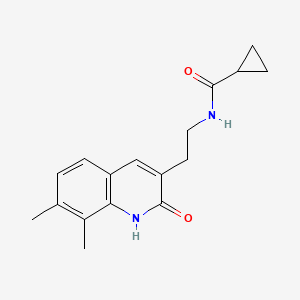 molecular formula C17H20N2O2 B2519127 N-[2-(7,8-二甲基-2-氧代-1H-喹啉-3-基)乙基]环丙烷甲酰胺 CAS No. 851407-55-1