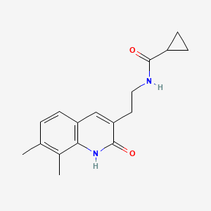 molecular formula C17H20N2O2 B2519127 N-[2-(7,8-dimethyl-2-oxo-1,2-dihydroquinolin-3-yl)ethyl]cyclopropanecarboxamide CAS No. 851407-55-1