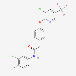 molecular formula C21H15Cl2F3N2O2 B2519133 N-(3-chloro-4-methylphenyl)-2-(4-{[3-chloro-5-(trifluoromethyl)-2-pyridinyl]oxy}phenyl)acetamide CAS No. 866017-70-1