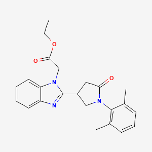 molecular formula C23H25N3O3 B2519146 Ethyl 2-{2-[1-(2,6-dimethylphenyl)-5-oxopyrrolidin-3-yl]benzimidazolyl}acetate CAS No. 915188-52-2
