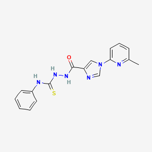 molecular formula C17H16N6OS B2519148 1-[[[1-(6-Methyl-2-pyridinyl)-4-imidazolyl]-oxomethyl]amino]-3-phenylthiourea CAS No. 478077-77-9